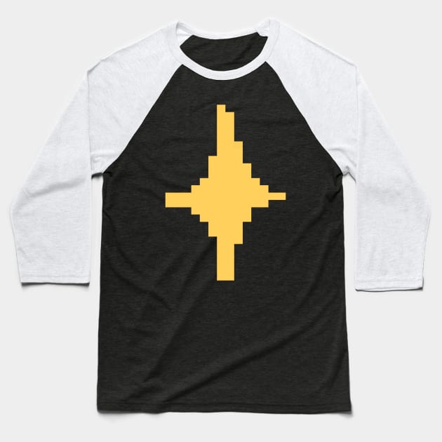 Yellow Sparkle Pixel Art Baseball T-Shirt by christinegames